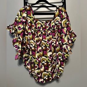 Terra & Sky Ruffle Sleeve Blouse